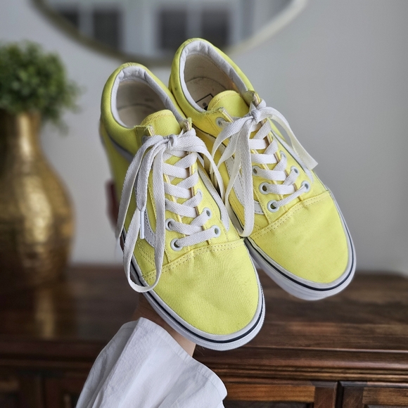 Vans Old Skool Low Top Sneakers Yellow White Canvas Women’s 7.5 / Men’s 6 - Picture 4 of 15